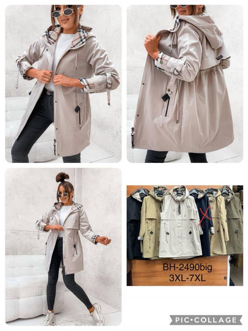Kurtki damskie cienki Roz 3XL-7XL, 1 Kolor Paczka 5 szt